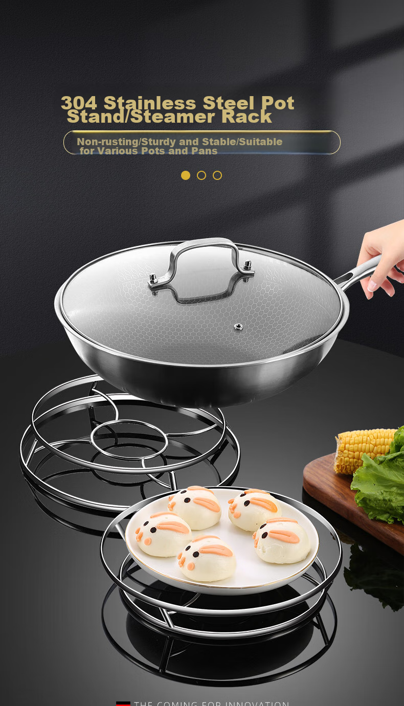 Newair Stainless Steel Pot Rack, Kitchen Storage Shelf, Heat-Resistant Anti-Scalding Household Cookware Organizer, Multifunctional Steamer Rack 2