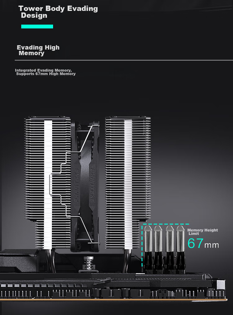 PHANTEKS Polar T6 White Anti-Gravity Dual Tower Air Cooler CPU Heatsink (PWM Dual ARGB Fans, Includes High-Nano Thermal Paste, Heat Spreader, And Noise Reduction Device) 13