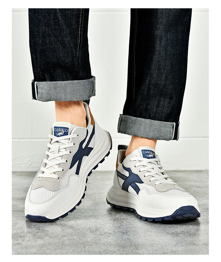 CARTELO Men's Shoes, Spring And Summer Casual Sports Running Hiking Dad Shoes, Travel Sneakers, QH8306, Sand Green, Size 39 21