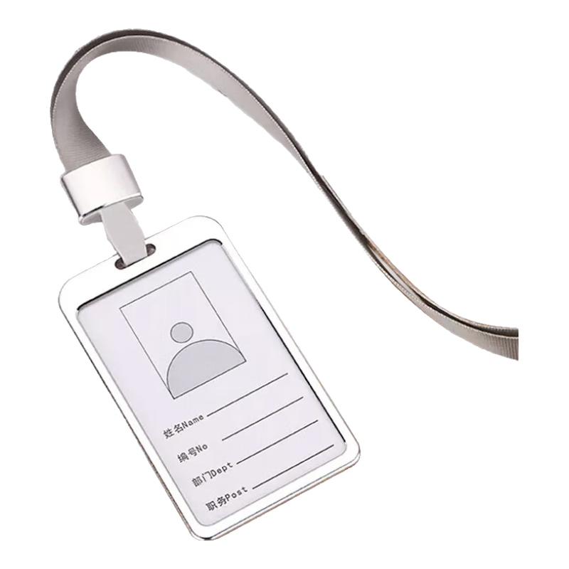 Oumai Employee Badge Holder Card Case, Aluminum Alloy Double-Sided Employee Badge Chest Card, 55*85mm, Silver, 1 Set, Smooth Edges, Customizable Inner Core, Standard Work Environment Configuratio