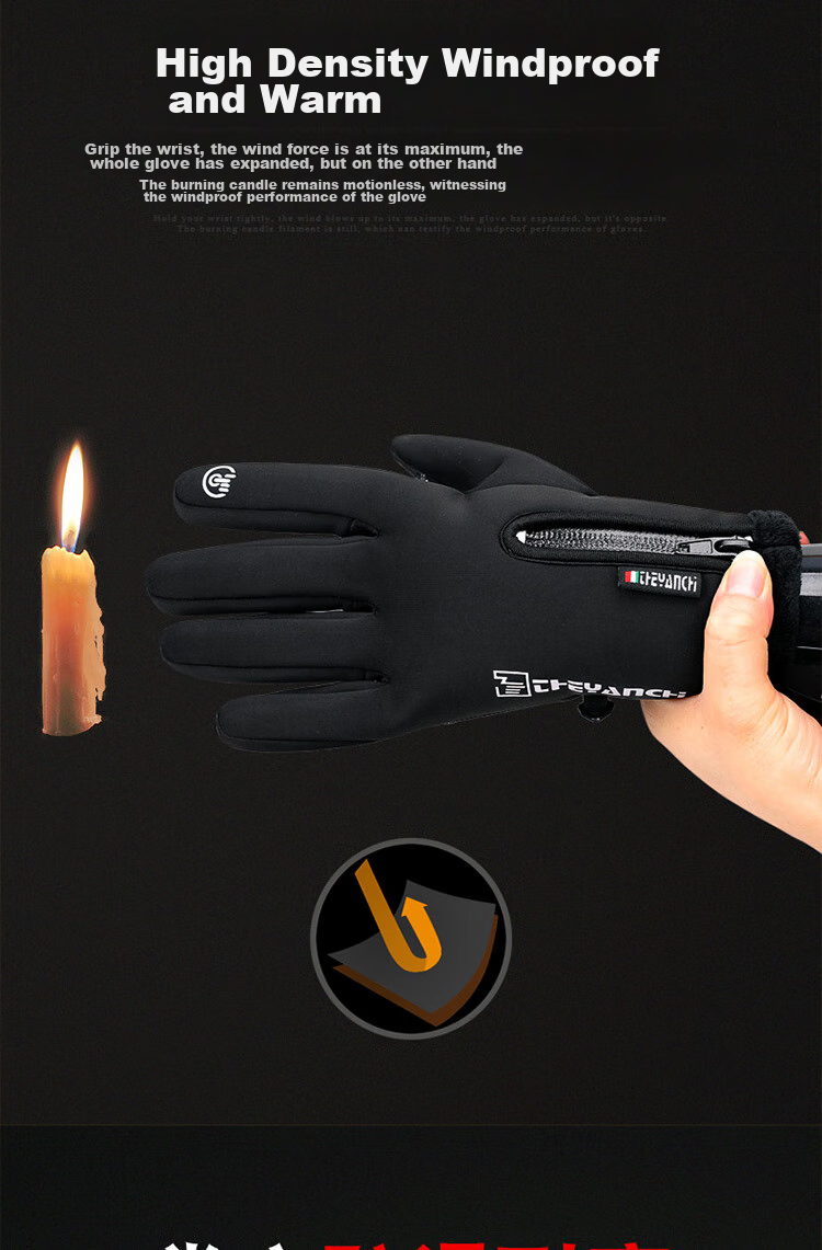 BWNK Outdoor Waterproof Gloves, Winter Zipper Touchscreen Gloves for Men And Women, Windproof Warm Fleece-Lined Gloves for Hiking And Skiing 4