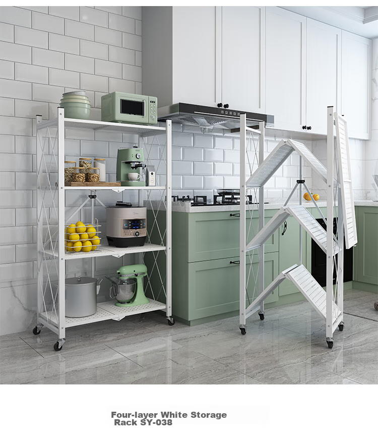 Shunyou Kitchen Storage Rack, Floor-Standing Organizer, Bathroom Movable Shelf, No Installation Required, Storage Rack, White, SY-040 13