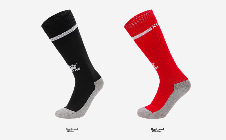 KELME Children's Soccer Socks, Long Training Socks, Non-Slip Breathable Professional Training Soccer Socks, Black And White 17