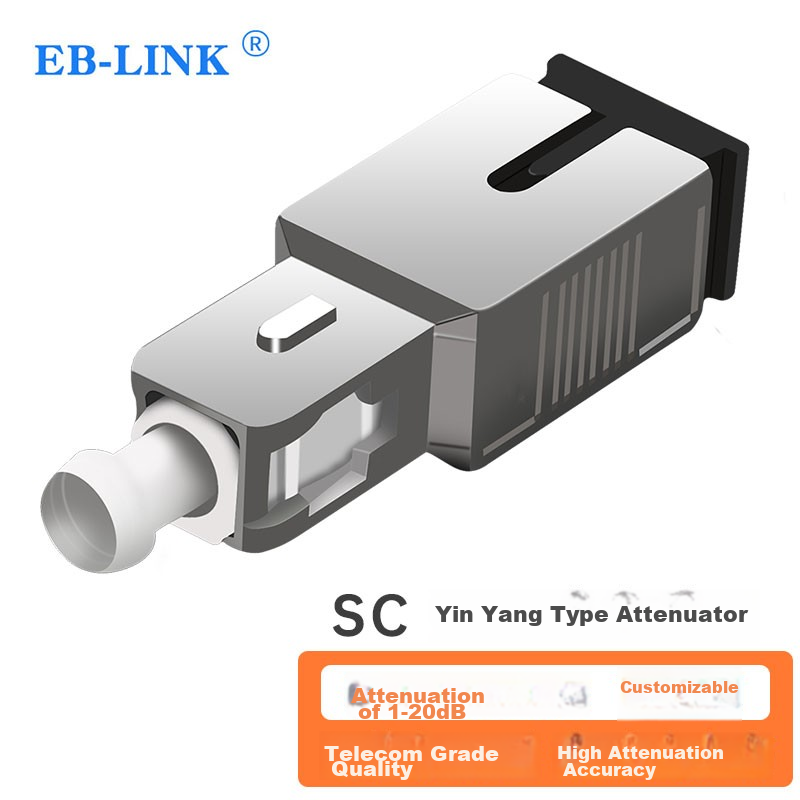 EB-LINK Engineering Telecom-Grade Fiber Optic Attenuator, SC Male-Female Type, 5DB Single-Mode Optical Attenuation Adapter