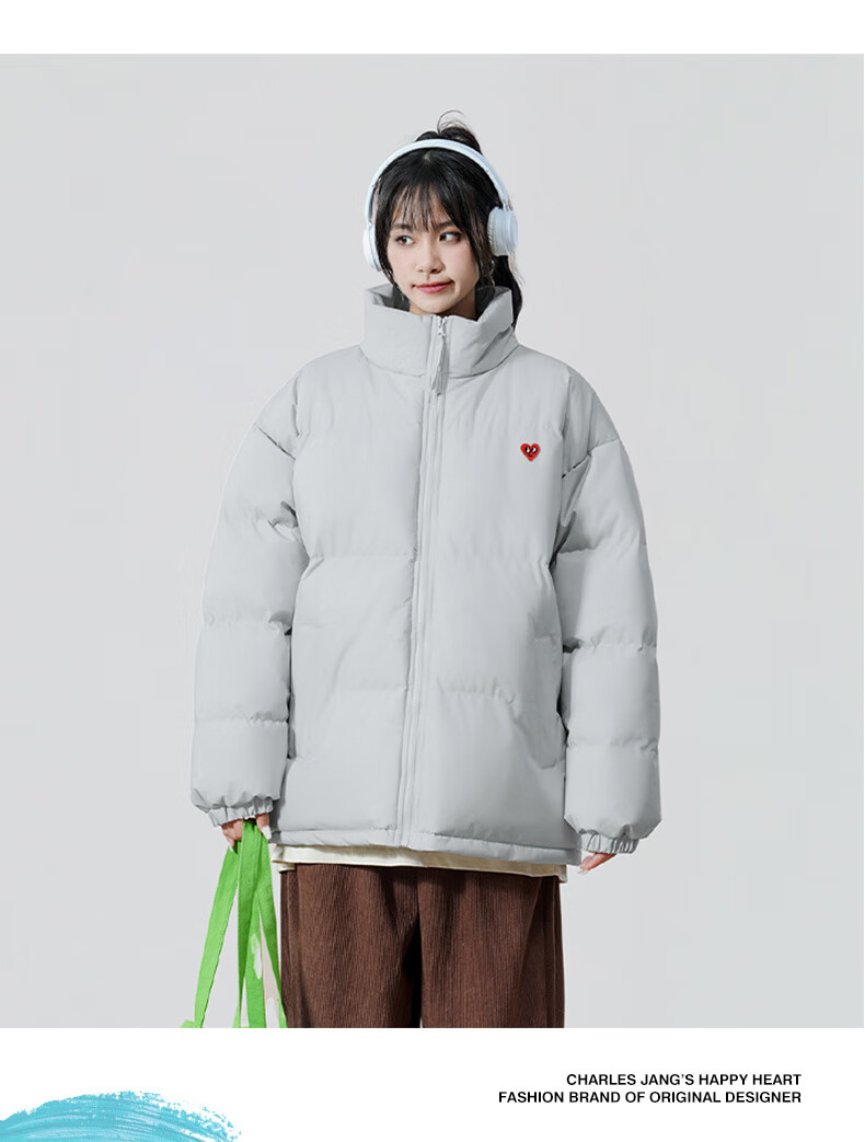 Chaersitaoxin [Wang Churan's Choice] Unisex Couple Matching Winter Thick Cotton Jacket Puffer Coat, Black, Size L 10