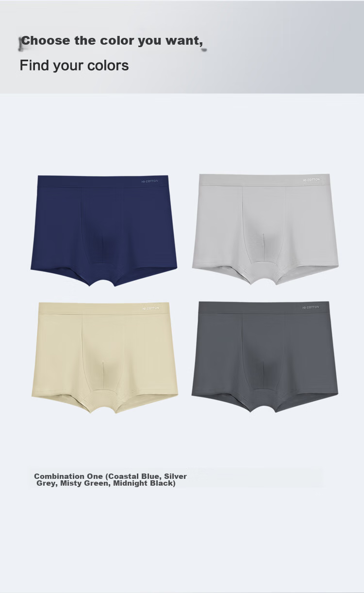 Hodo Men's Underwear, Size 40S, Cotton-Spandex Blend, Elastic, 7A Antibacterial, Solid Color Boxer Briefs, 4-Pack 11