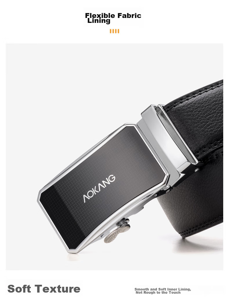 Aokang Men's Leather Belt with Automatic Buckle, Business Trouser Belt, Birthday Gift for Husband 8