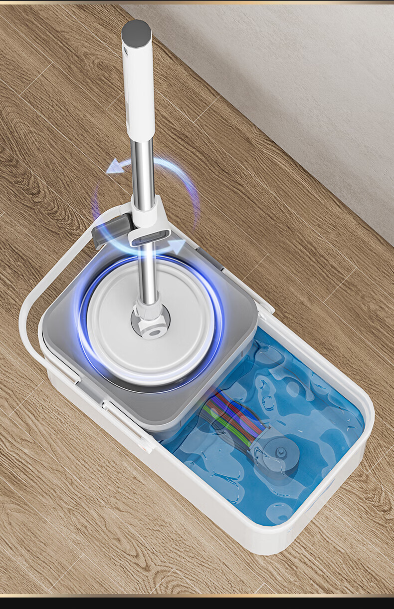 Wuyuehua Rotating Mop Handle, 130CM Long, with 2 Attachments, Labor-Saving Pole, Floating Design for Home Use, All-In Lazy Person's Floor Cleaning Tool 6