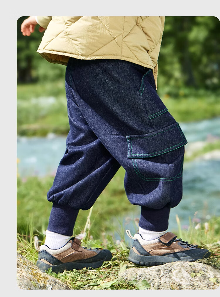 Ciciibear [Integrated Fleece Anti-Fade] Baby Denim Jeans Fleece-Lined Thickened Winter Cargo Pants Boys Children's Trousers 11