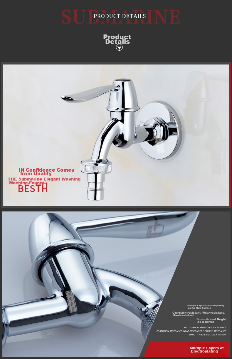 Submarine L701X Washing Machine Faucet, 4/6 Points Washing Machine Tap 8