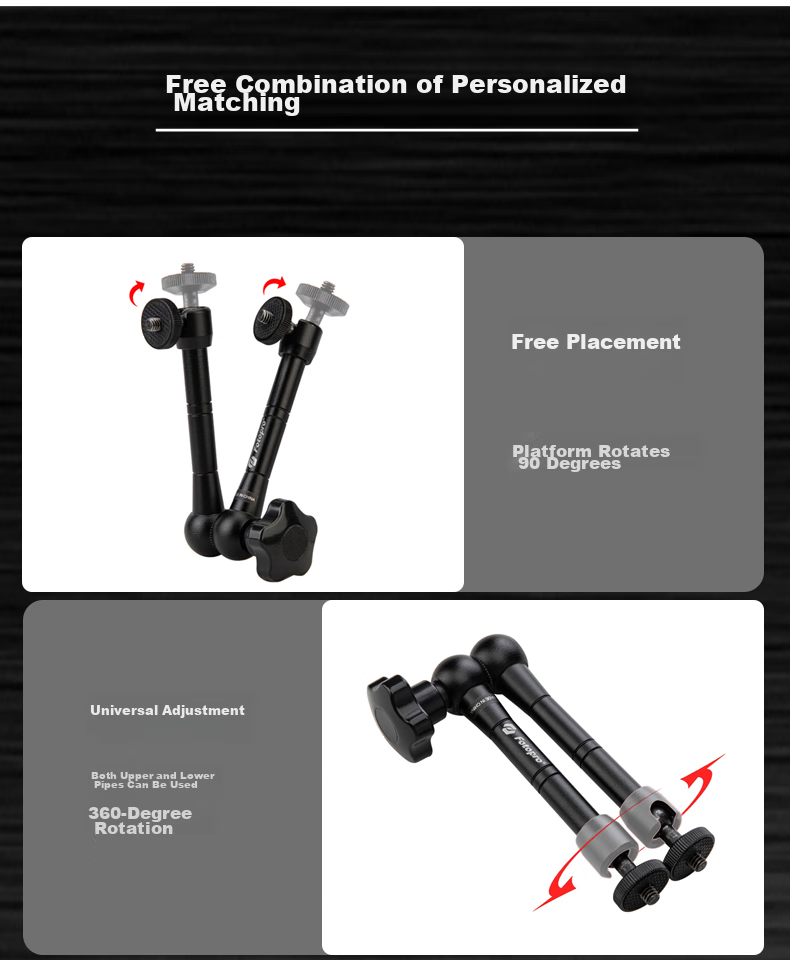 Fotopro, 11-Inch Universal Magic Arm Tripod Head, Camera And Smartphone Adapter Swivel Arm Stand 11