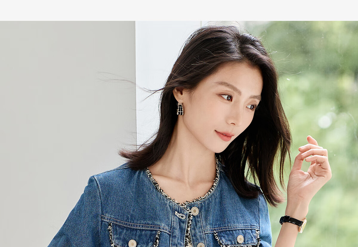 Chushen New Retro Style Women's Denim Jacket Straight Cut Frayed Edge Chanel Style Short Jacket S143U5003 2
