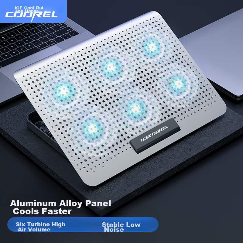 Охлаждающая подставка для ноутбука ICE COOREL D19, алюминиевый сплав, регулируемая высота, двойные USB-порты