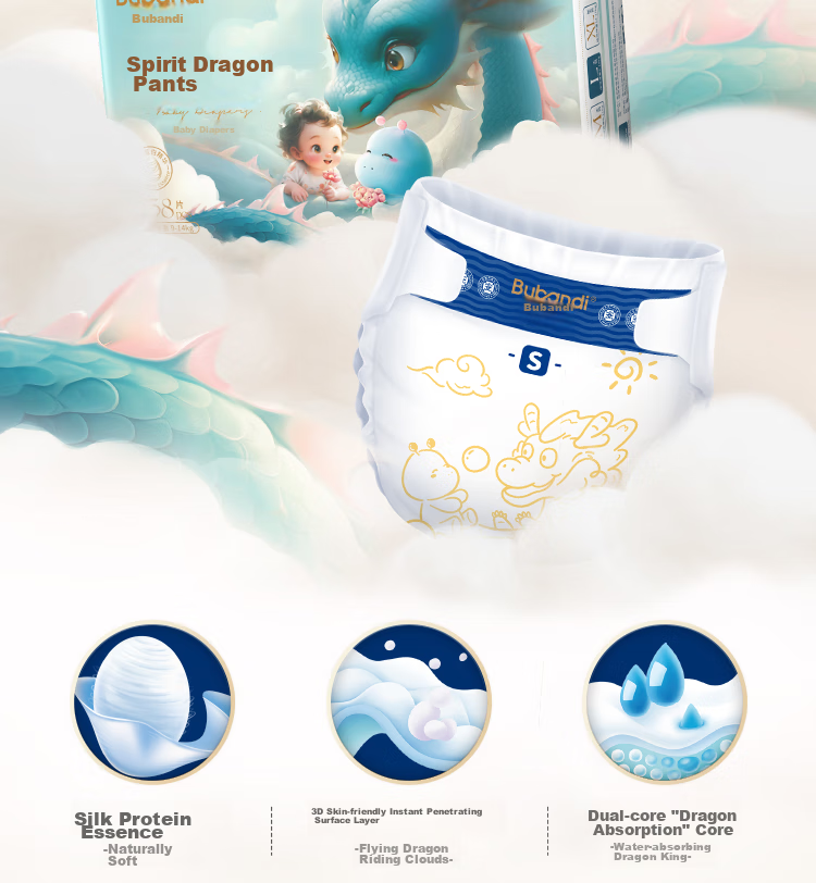 Bubandi [No Melamine Detected] Linglong Pants Pro Pull-Up Diapers XXXL 60 Pieces, Summer Ultra-Thin Baby Diapers 4