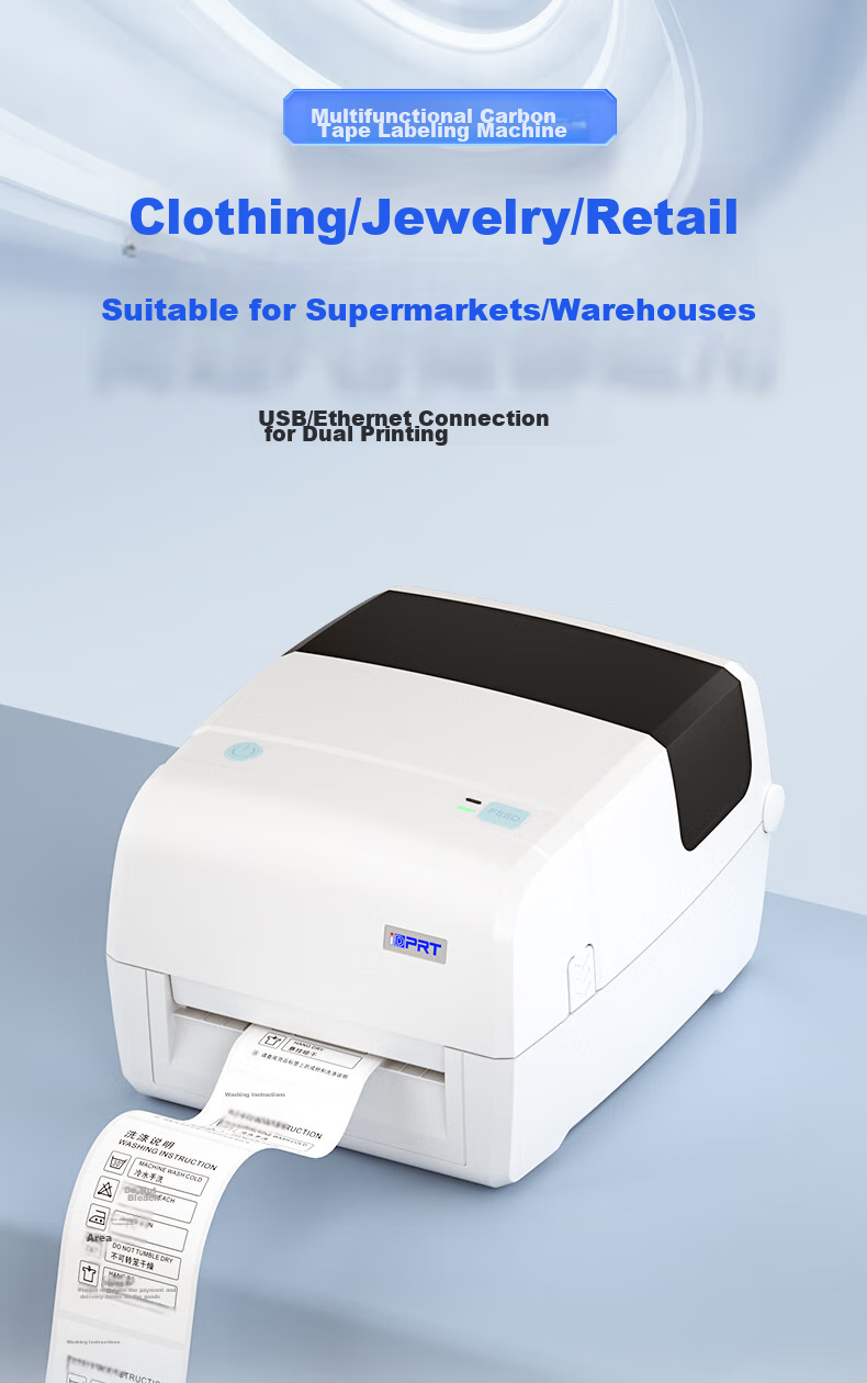 IDPRT Hanying IT4S Thermal Transfer Multifunctional Carbon Ribbon Label Barcode Express Delivery Shipping Label Printer, Coated Paper Water-Resistant Label Price Tag Adhesive Clothing Tag, Standard Definitio 1