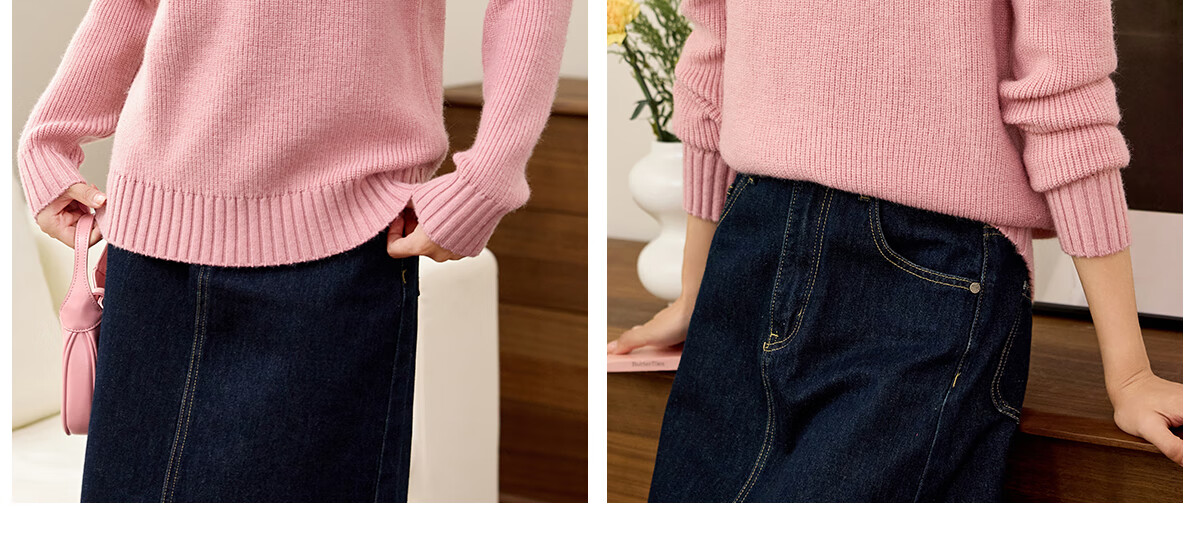 PinCai Women's Knitted Sweater Soft Pink Thick Pullover Half Turtleneck Knit Top P144Z9004 26