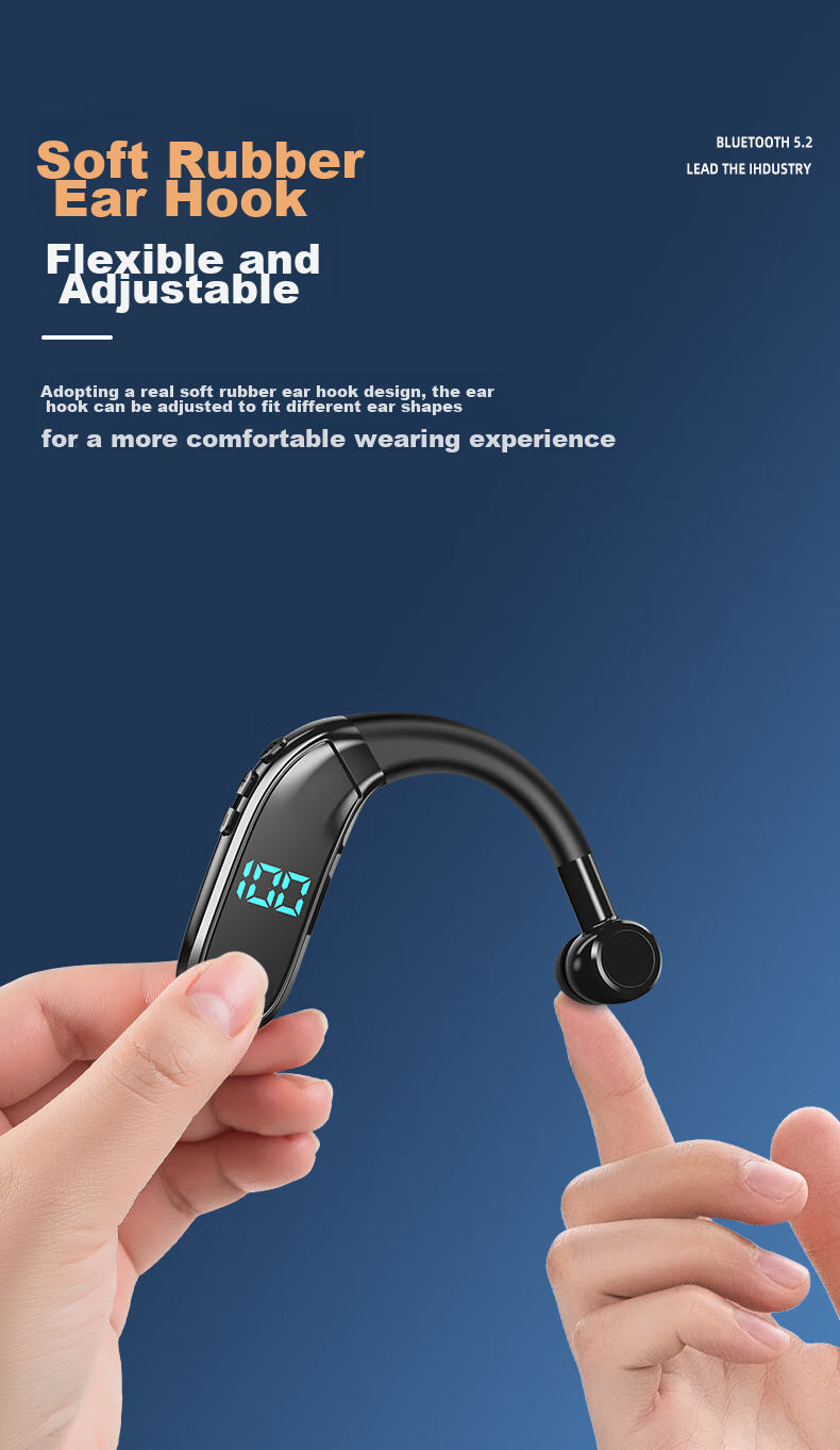 Guiyin Wireless Bluetooth Headphones, New Ultra-Long Standby Battery Life, Ear-Hook Style, for Sports Running Driving Calls, Noise Reduction, Large Battery Capacity Display, Suitable for Apple, OPPO, Xiaomi, Vivo, Honor 10
