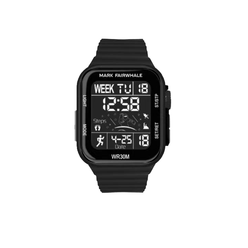 MARK FAIRWHALE Sports Watch for Men And Women Students, LED Square Electronic Watch with Alarm, Waterproof Wristwatch, Birthday Gift 4430