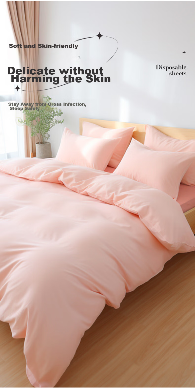 JAJALIN Disposable Bed Sheet And Duvet Set for Train Sleeper, Hotel, Travel Soft Bed, Hygienic Three-Piece Set, Thickened Portable Travel Kit 12