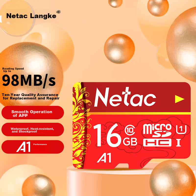 Netac 16GB TF (MicroSD) Memory Card U1 C10 A1 Classic Chinese Style Edition Read Speed 98MB/s Dash Cam & Smartphone Dedicated Memory Card