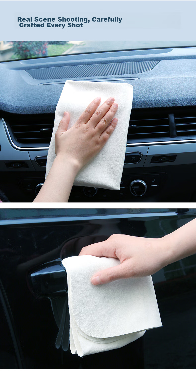 KOOLIFE Car Cleaning Cloth And Towel Set, 2 Pack - Premium Lambskin And Chamois Leather Cleaning Cloths for Car Interior, Stain-Free And Highly Absorbent 16
