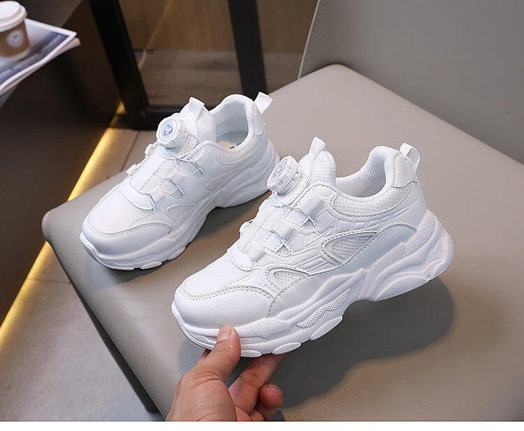 Warrior Boys' Sports Shoes, Mesh Running Shoes for Girls, White Breathable Children's Shoes, WZ(CL)-0667, White, Size 28 1