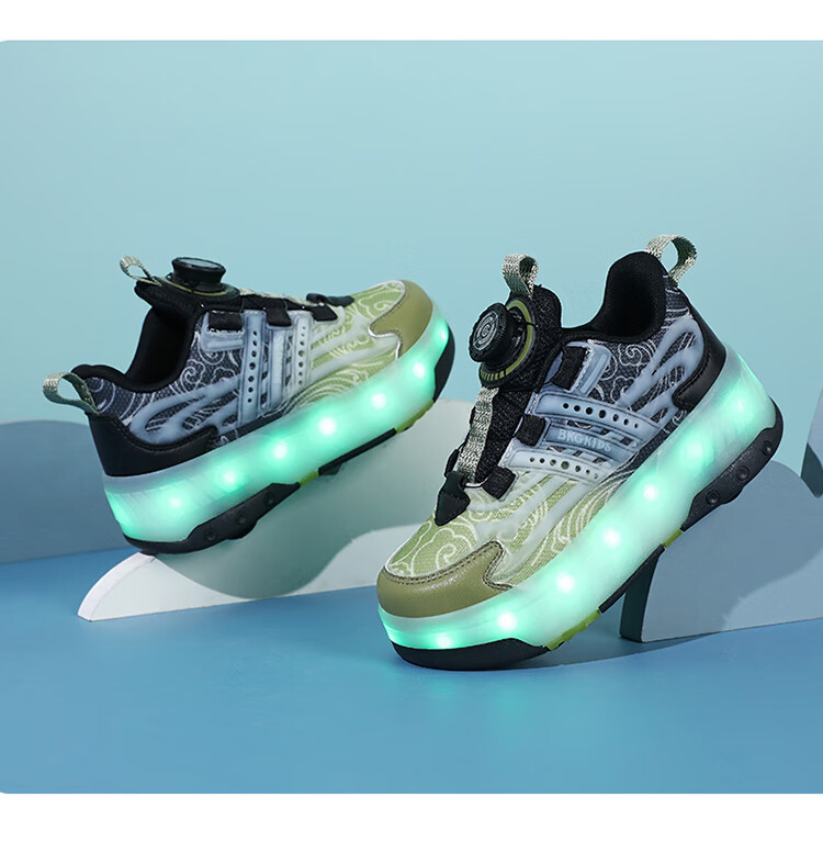 BKG Running Shoes for Girls, Four-Wheel Sports Shoes for Children, Student And Youth Skating Shoes ZYQ23825-B7 Lan Yue 36 15