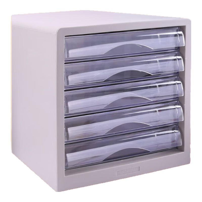 Deli 5-Tier Hand-Pulled Office Desk Organizer with File Cabinet, Drawer Storage Unit, Document Cabinet with Index Labels for Exam Papers And Subject Classification, Gray