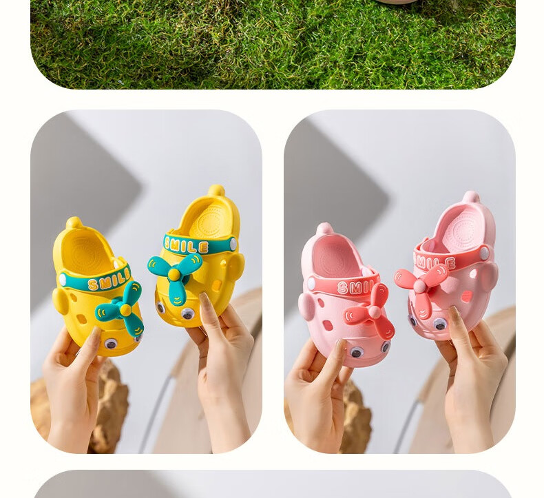 Huameijianbu Children's Slippers, Boys And Girls Baby Indoor Outdoor Wear, Soft Sole Non-Slip Beach Clogs, HM026 Pink, Size 26-27 28