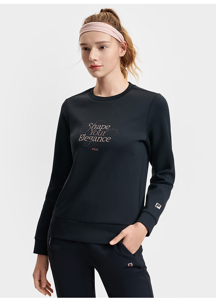 FILA Official Women's Pullover Hoodie, Autumn And Winter Fitness Sports Simple Basic Knit Top 17