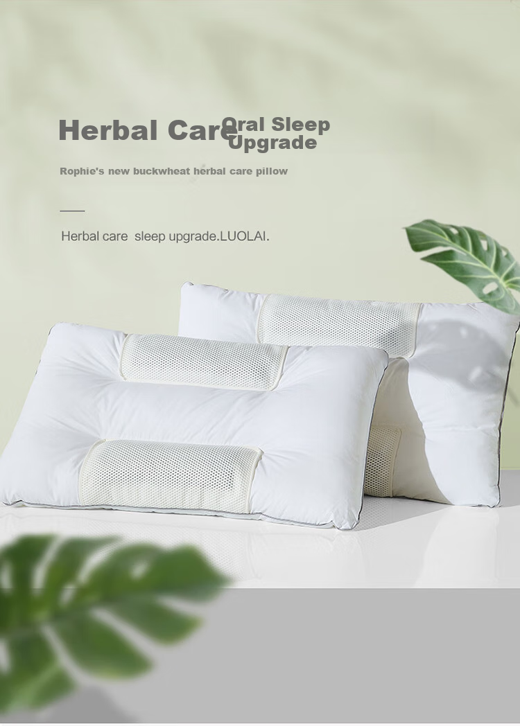 LUOLAI Home Textiles Pillow, Cervical Pillow, 100% Cotton Cassia Seed Buckwheat Flower Herbal Neck Support High Pillow, 46*72 1