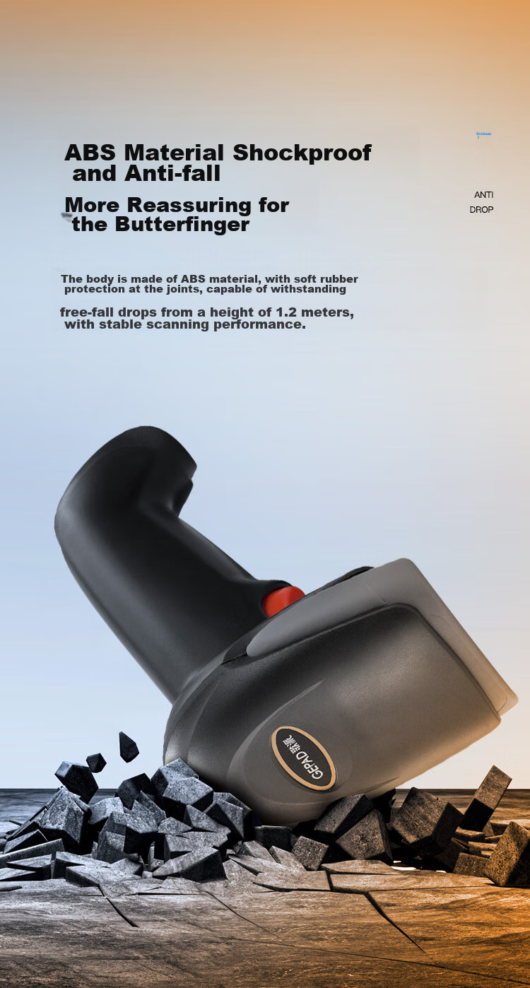 GEPAD Barcode Scanner, Wireless QR Code Reader, Cashier Supermarket Payment Scanning Gun for Drug Traceability Codes, Barcode Scanner for Express Delivery And Warehouse Management W-260 12
