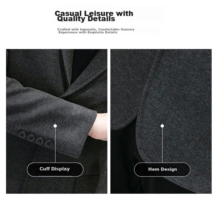 ROMON Men's Suit, Spring And Autumn Woolen Blazer, Business Casual Outerwear Jacket for Me 10