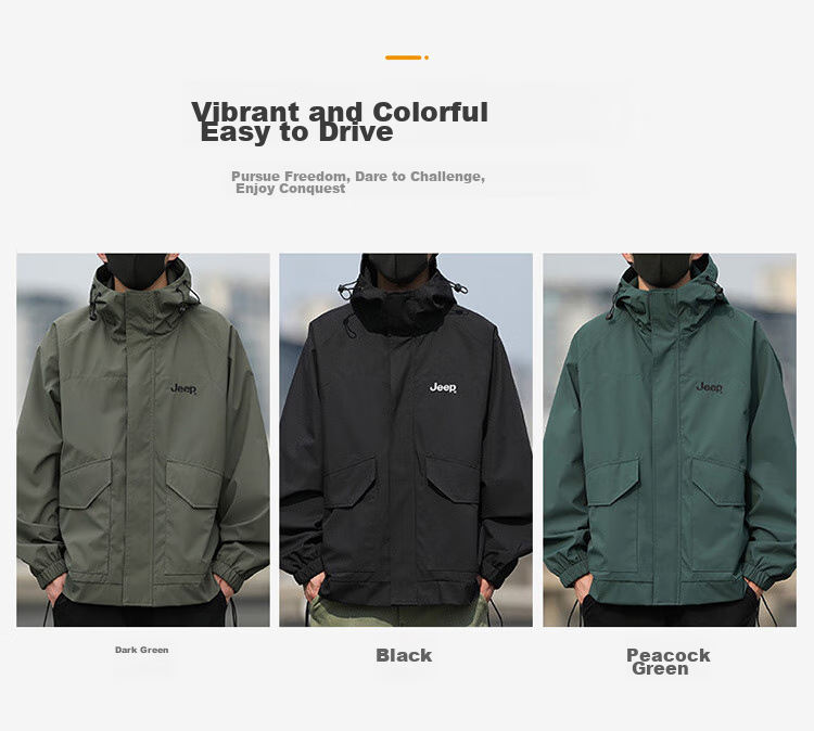 JEEP Men's Jacket, Spring And Autumn Outerwear, Loose Casual Workwear, Windbreaker for Men And Women, Couples' Clothing, Black, Size S 7