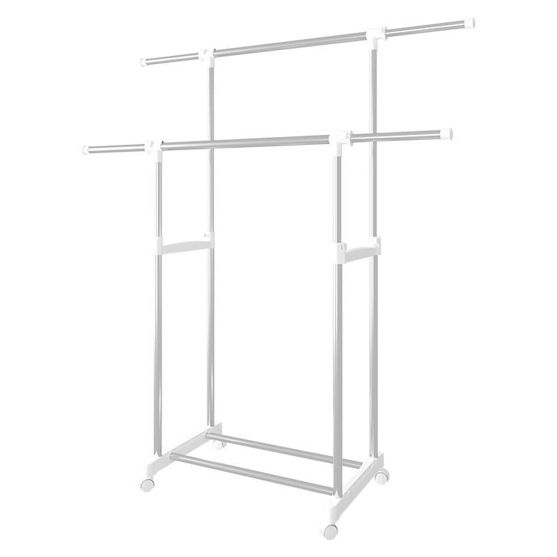 JD Original Freestanding Movable Stainless Steel Double-Rod Clothes Hanger, Extendable And Height-Adjustable Bedroom Drying Rack, Balcony Clothes Drying Rack