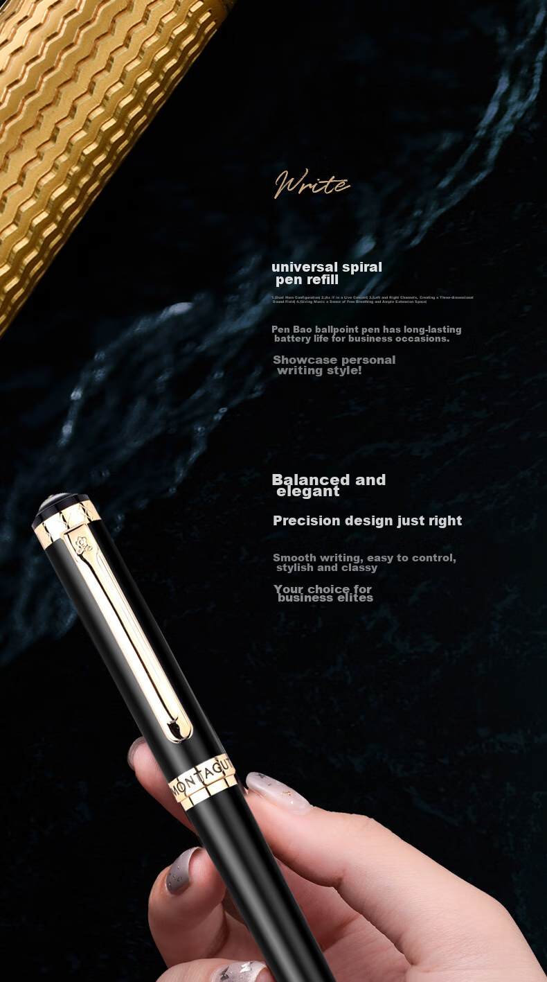 MONTAGUT [Mid-Autumn Festival Gift] Ballpoint Pen Gift Box for Students And Adults, Writing Gift Set, Corporate Procurement Gift Package, Yongheng Series Black Liya 0.5mm 6