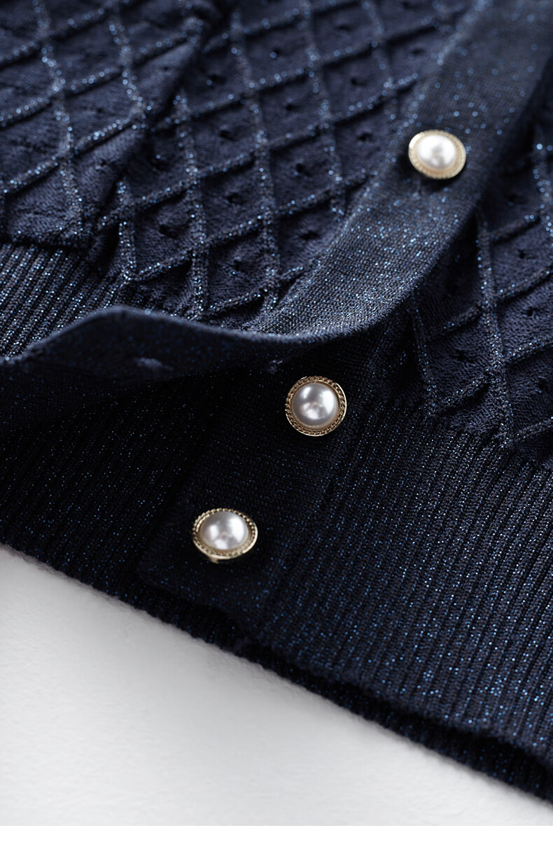 YANYEE Black Crew Neck Knit Top Women 2024 Summer Casual Simple Versatile Shiny Short Sleeve Shirt Dark Blue XXL/44 19