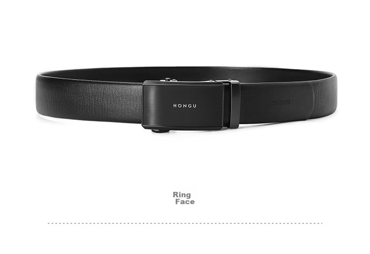 HONGU Men's Belt, Top-Grain Leather, Automatic Buckle, Waist Belt, Gift Box Packaging, 115cm, Birthday Present 8
