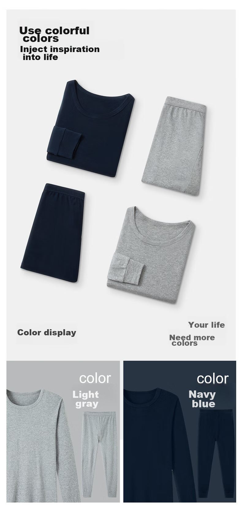 Yiershuang [100% Cotton] Autumn And Winter Thermal Underwear Set, 40s Men's Slim-Fit Base Layer Top And Bottom 18
