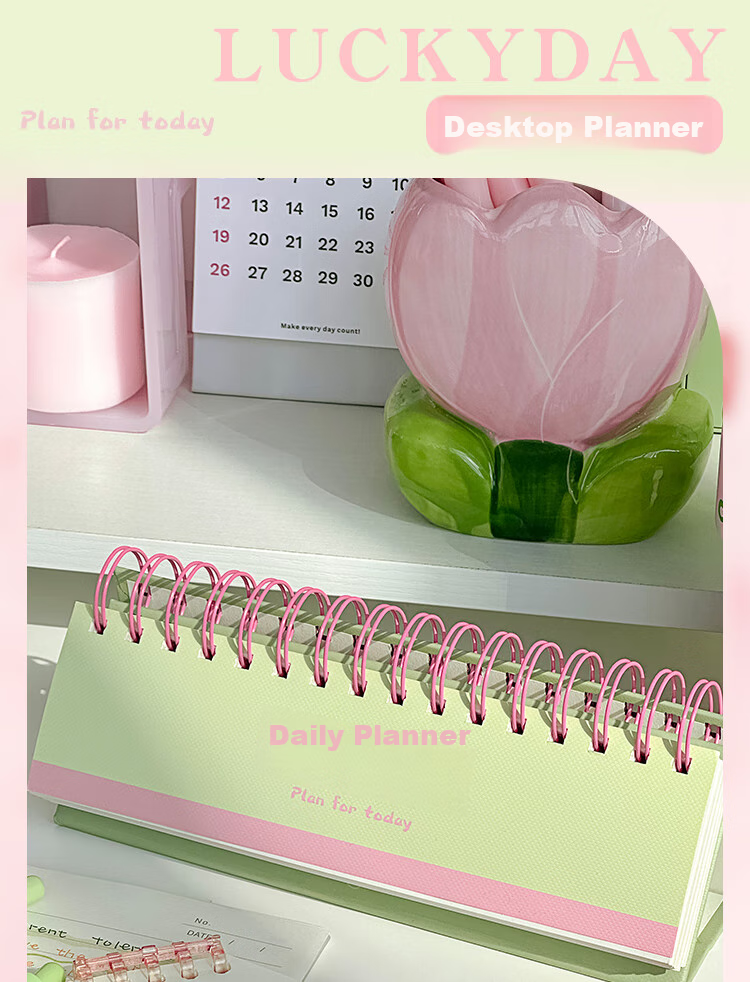 Sannianerban Desktop Daily Planner, Study Planner, High-Quality Office Work Log, Schedule, Self-Discipline Check-In Book, Record Book - Blue Star Weekly Pla 1