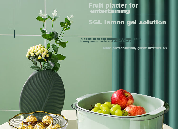 Suncha Double-Layer Colander Set, Kitchen Plastic Fruit Drainer, Vegetable Washing Basket, 6-Piece Set for Home Use 19