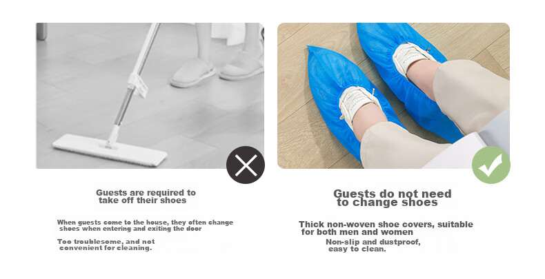 Jtrip Non-Woven Shoe Covers, Large Size Disposable Shoe Covers, Thickened Dustproof Breathable Indoor Wear-Resistant Non-Slip Foot Covers, 100 Pieces 8