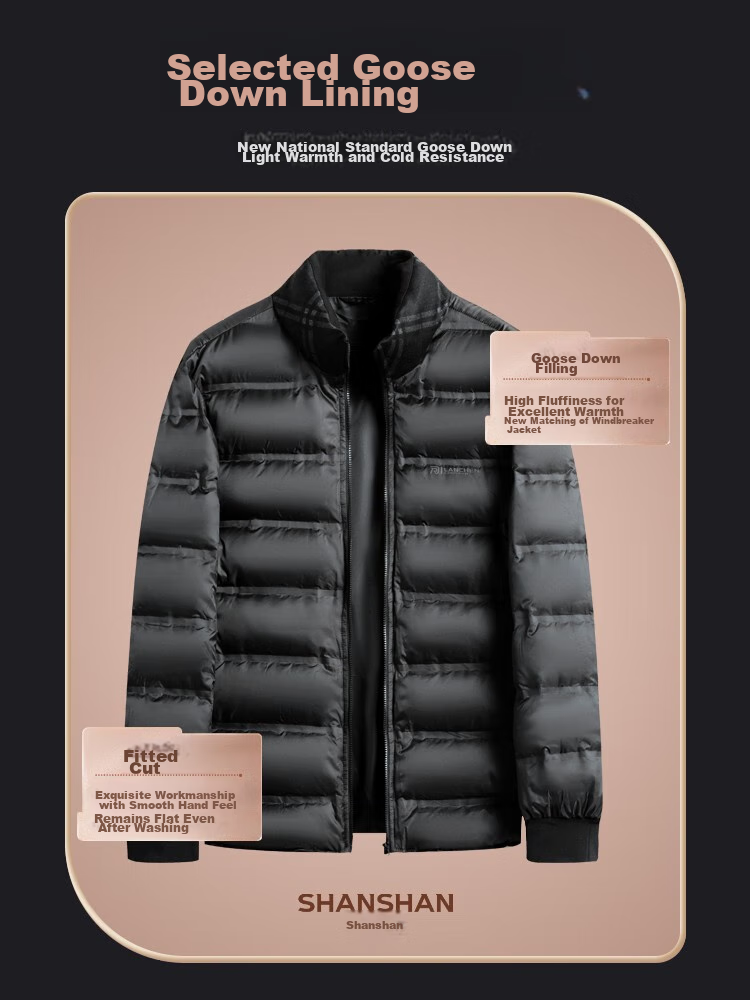 SHANSHAN Detachable Inner Lining Three-In down Jacket for Men, Goose Down Mid-Length Thick Warm Dad Coat Outerwear Men's 2XL 12
