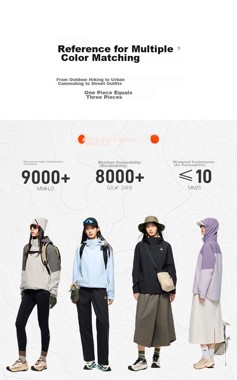 ANTA Water Shell 3.0 Functional 3-in-1 Women's Waterproof Windproof Mountaineering Jacket 26