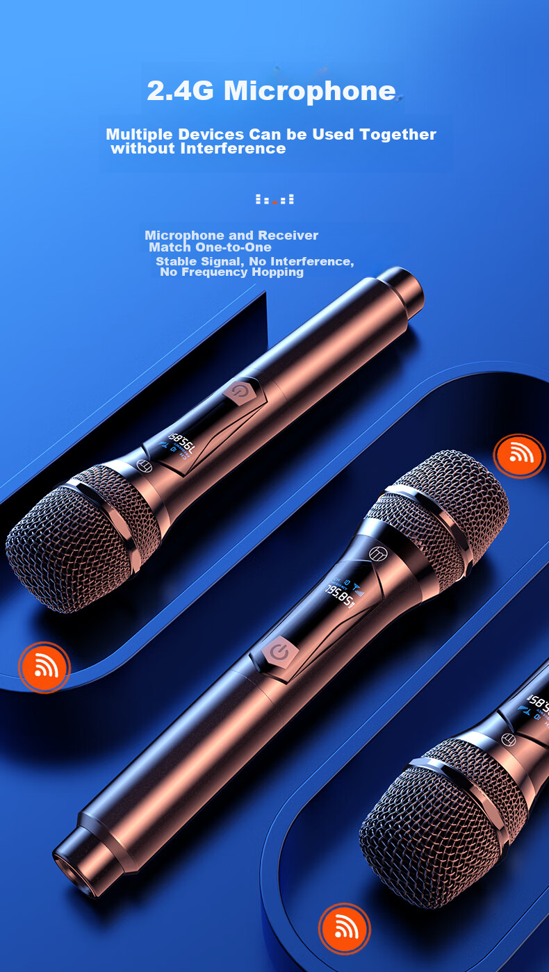 Haomuren Wireless Microphone Rechargeable Universal Mic for Home KTV, Professional Singing, Stage Hosting, Speeches, Karaoke, Meetings, Outdoor Use with Speaker, Amplifier, FM Receiver, Universal 9
