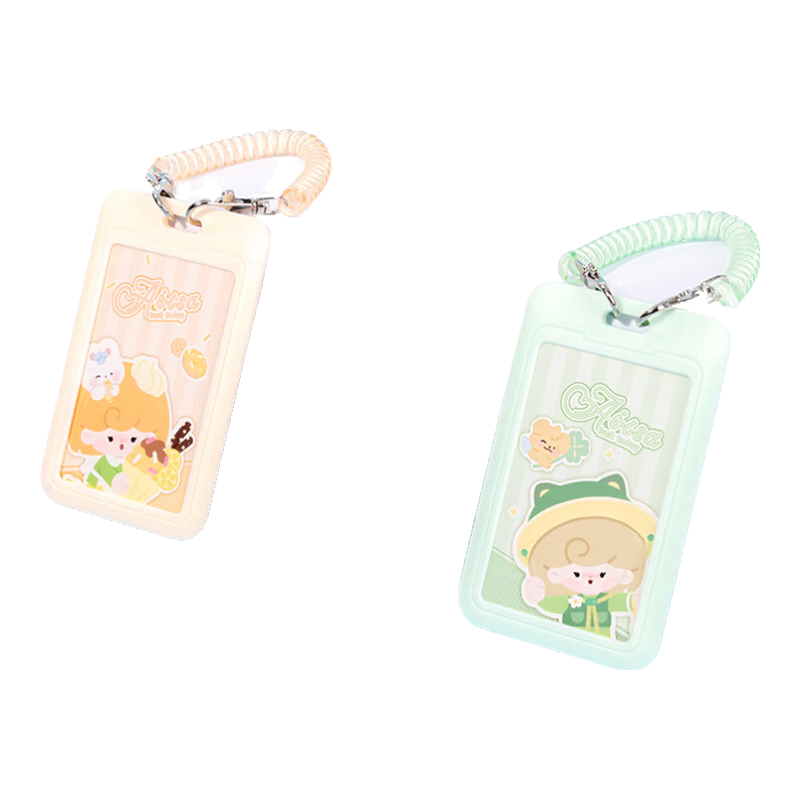 Deli Vertical ID Card Holder, Ailisha Student Bus Pass Card/meal Card/campus Card ID Card Holder, Cartoon Waterproof Spring Lanyard Style, Single Piece Random Color, 64828