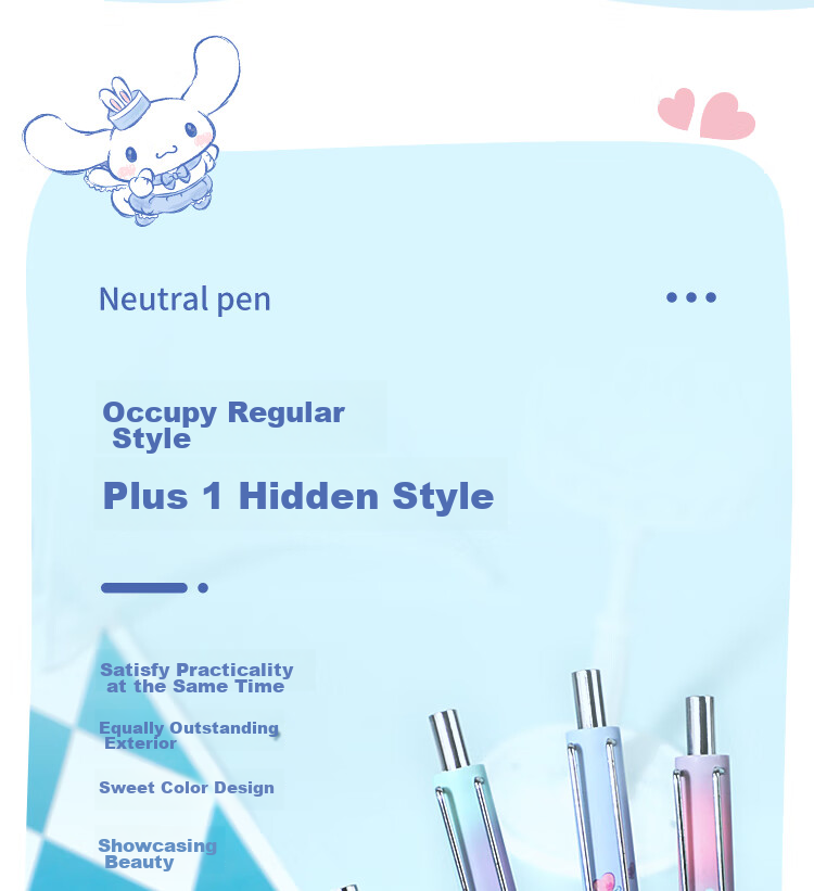 GuangBo & Sanrio Blind Box Pen, Retractable Gel Pen, Signature Pen, ST Exam Writing Pen, Student 0.5mm Black Pen, Aesthetically Pleasing Stationery Gift, Single Pen Pack KT82156 1