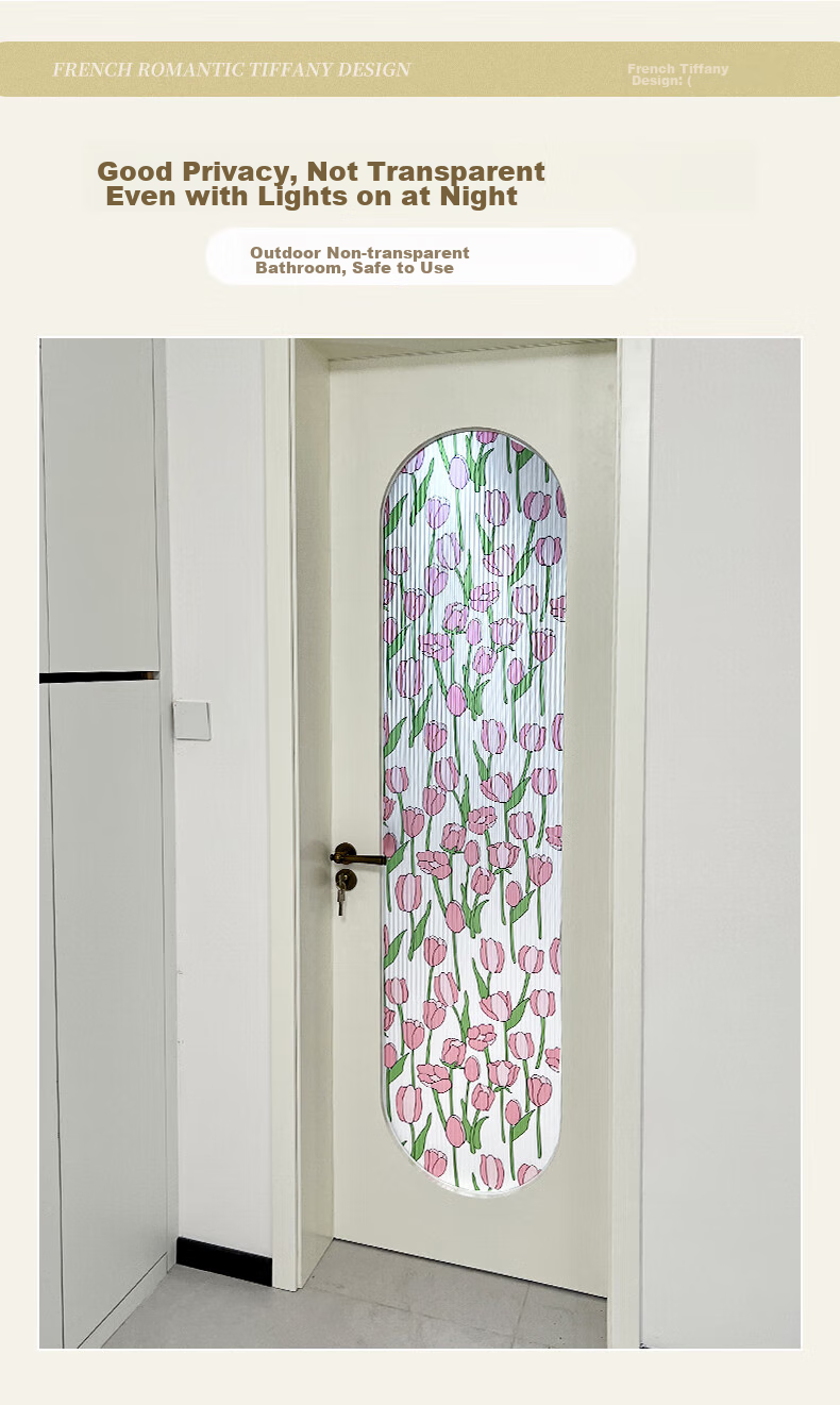 Xiruo Vintage Frosted Glass Sticker, Bathroom Window Decal, Translucent But Not Opaque, Spring Warm Sun 90*200cm 6
