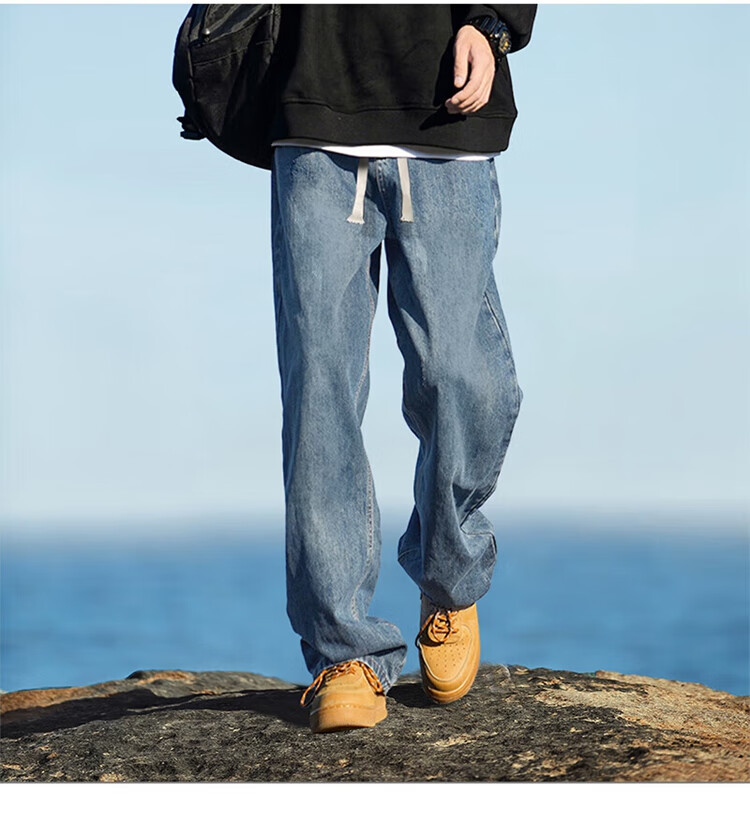 TonLion 2026 Spring And Autumn New Men's Jeans, Loose Straight-Leg Pants, Retro American-Style Trendy Brand Versatile Long Trousers 1