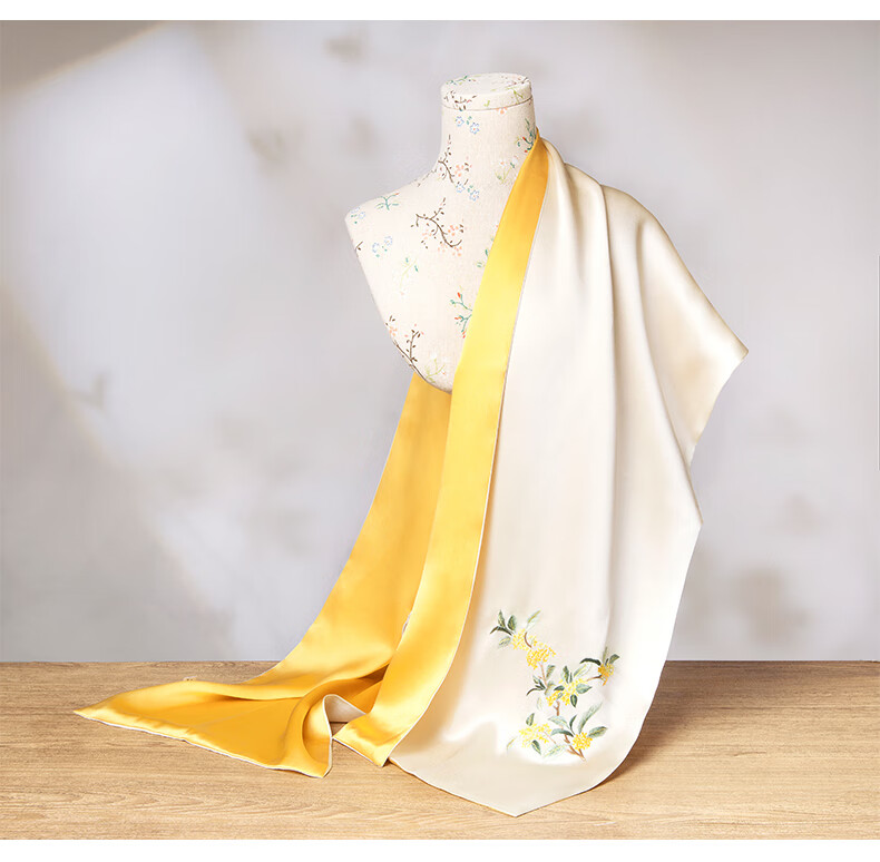 Zhijinlou Suzhou Embroidery Silk Scarf for Women, Chinese Style Business Gift, Mulberry Silk Handmade Embroidered Scarf, Bookmark Pen Set, Birthday Present 5